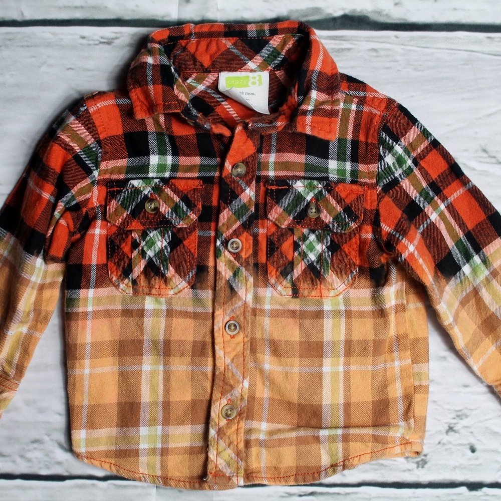 ❌SOLD❌12-18 Month Orange Distressed Baby Flannel